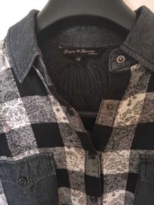 Denim &amp; Plaid Button-Up Shirt