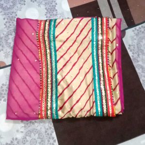 Elegant Pink Striped Saree
