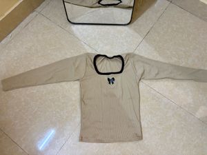 Cute Long Sleeve Top with Bow Detail
