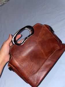 Vintage Brown Leather Handbag