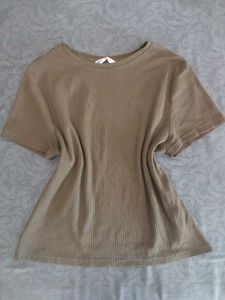 Ribbed Knit Crew Neck Top