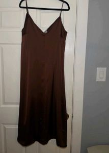 XXL size, Elegant Brown Slip Dress
