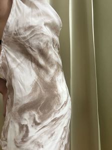 Elegant Marble Print Slip Dress