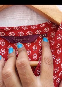 Red Printed Cotton Kurta
