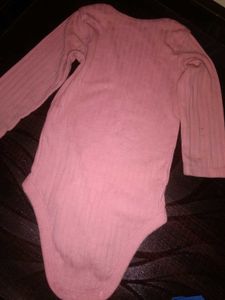 Baby's Pink Ribbed Long Sleeve Bodysuit
