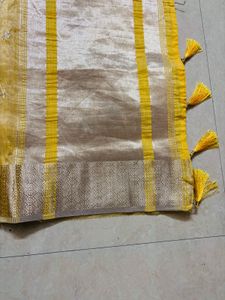 Elegant Yellow Silk Saree with princess cut blouse
