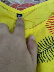 Vibrant Yellow Leaf Print Kurta