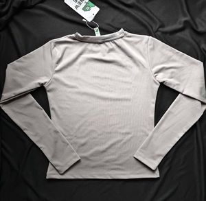 Stylish Gray Long Sleeve Top