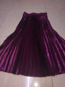 Elegant Purple Pleated Midi Skirt