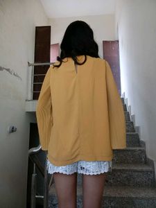 Mustard Yellow Pleated Sleeve Top