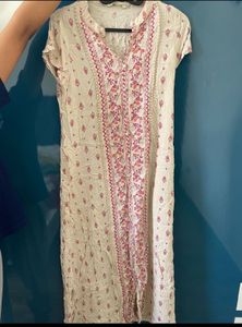 Cream embroidery kurti