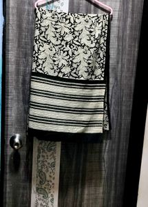 Elegant Black & White Cotton Dupatta