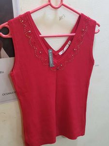 SALE 50%off🚨V-Neck Embellished Red Tank Top