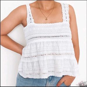White Eyelet Lace Tank Top