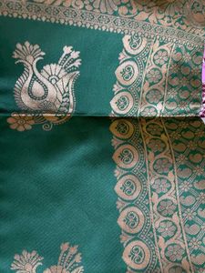 Beautiful Green Silk Saree with Peacock Motif