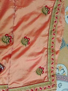 Elegant Peach Embroidered Saree