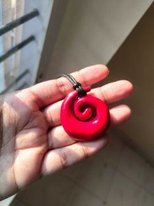 Crimson Red Spiral Pendant Necklace