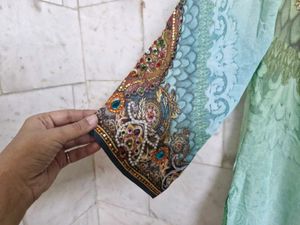 Seven East Aqua Green Embellished Kurta
