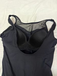 Black One-Piece Swimsuit with Padded Cups &amp; Mesh