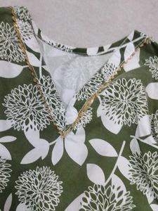 Green Floral Print Kurta