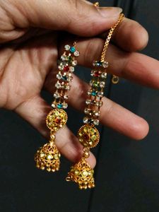 Jhumka Earrings with Colorful Stones