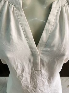 Cream V-Neck Flutter Sleeve Top