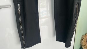 Black Y2K stone embellished zip Denim Jeans