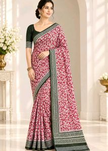 Vibrant Floral Print Saree