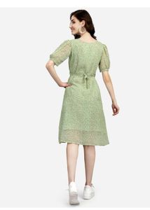 Chic Printed Puff Sleeve Dress