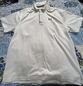 Under Armour White Polo T-Shirt XL size