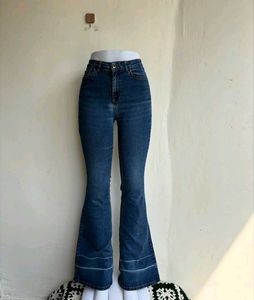 Flared Blue Denim Jeans