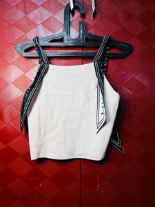 Stylish White Crop Top with Scarf Straps
