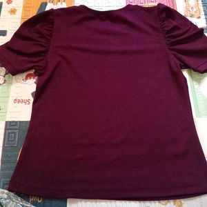 Maroon Puff Sleeve Top