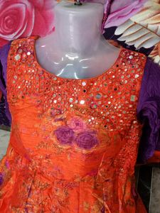 Floral Orange Anarkali Dress