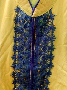 Light Green Kurta with Blue Embroidery