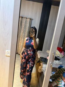 Navy Blue Floral Jumpsuit🦋❤️