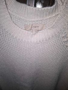 Whitw Textured Knit Sweater