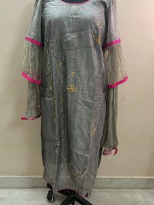 Elegant Grey Kurta Set with Dupatta