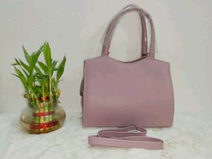 Chic Pink Handbag with Silver Accent