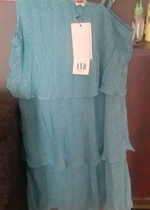 AND Teal Tiered Ruffle dress for girls