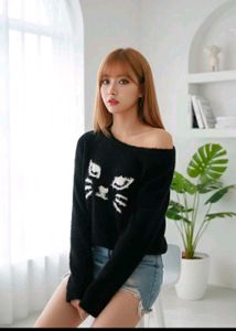 Cute kitty softy wool sweat