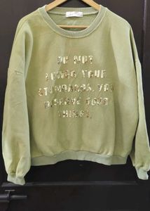 Elegant Green Embellished Sweatshirt