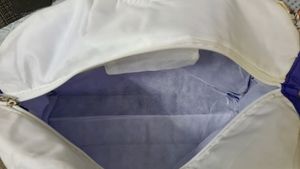 Purple and white synthetic Tote Bag
