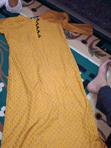 Yellow Textured Kurta