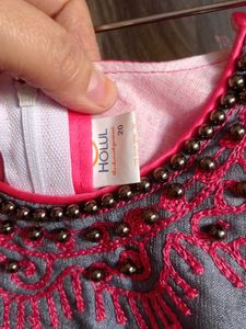 Adorable Pink Gray Floral frock 1 to 2 years