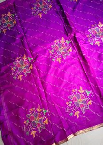 Purple Colour Embroidery Saree
