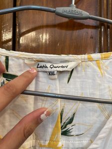 Off White Floral Print Midi Dress