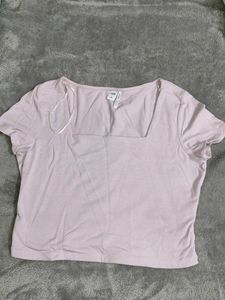 Cute Pink Square Neck Top (Double layer to