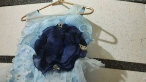 ✨ Sky Blue Floral Party Gown for Girls (10–12 yrs)