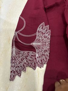 Maroon Kurta Set with White Embroidery